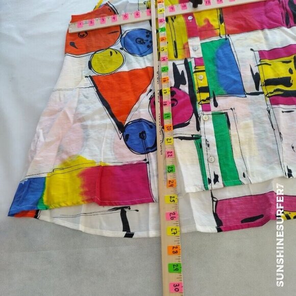Milano Button Up Blouse Womens S Multicolor Art to Wear Sleeveless Lightweight - Picture 3 of 9